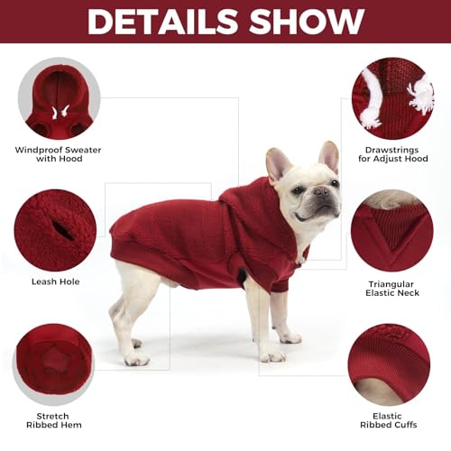 BINGPET Dog Hoodie for Small Medium Large Dogs, Sherpa Hooded Dog Sweater with Leash Hole for Boy Girl Dogs,Soft Warm Fleece Dog Winter Clothes Cold Weather Coats Jacket for Puppy Sweatshirt,M - color: Grey, size: Medium