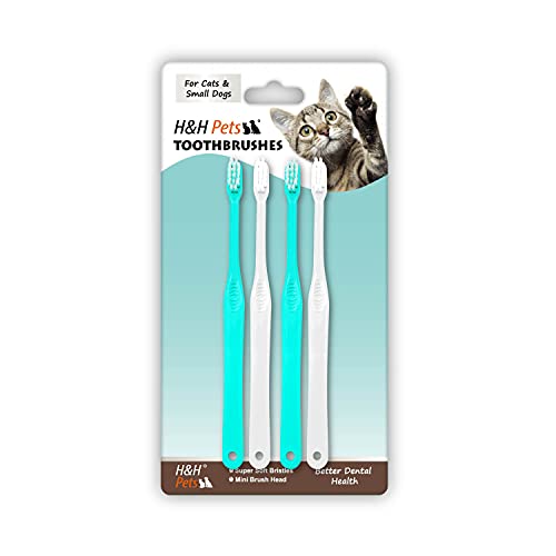 H&H Pets Toothbrush for Small Dogs & Cats - Soft and Extra Small Toothbrush Designed for Cats, Puppies, and XS Breed Dogs Like Teacups, Chihuahuas, Yorkshire, and Poodle, 4 Count Pack - size: 4 Count (Pack of 1)