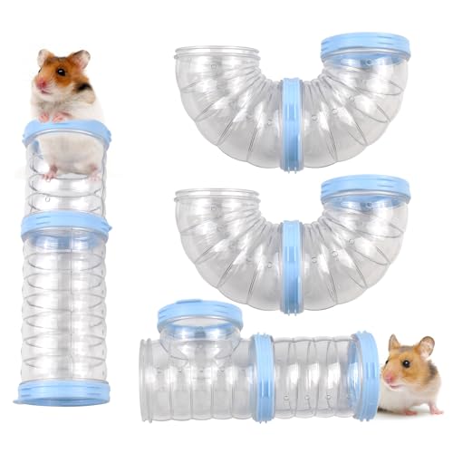 8 Hamster Tube Set, Clear Hamster Tunnel Tube Kit DIY Small Animal Toy Tube Adventure External Accessories Syrian Dwarf Mouse Rat (Blue)