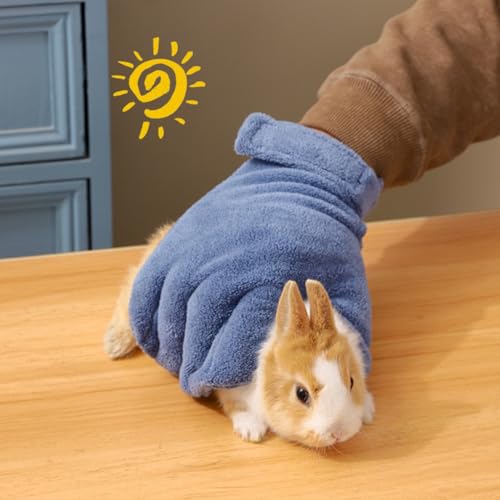 1Pcs Bite-resistant Gloves Adjustable Hamster Bite Proof Glove and Grooming Brush Set Soft Cleansing Brush Massage Combs, Guinea Pig Brush, Hamster Care Set for Hamsters, Ferrets, Hedgehog (Blue)