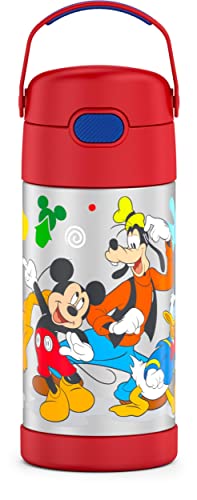 THERMOS Mickey Mouse & Bluey 12 Ounce Kids Insulated Water Bottles with Straw