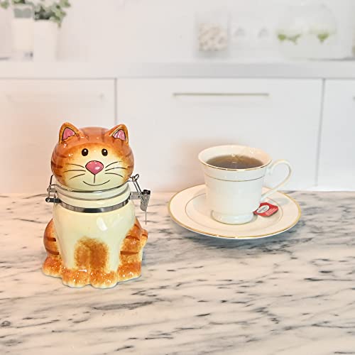 Hand-Painted Earthenware Pretty Kitty Hinged Jar by Boston Warehouse - color: Sitting Pretty Cat