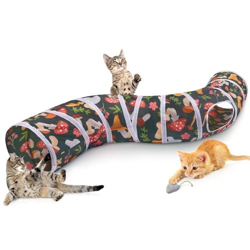 Glittme Cat Tunnel, Cat Tunnels for Indoor Cats, S-Shape Cats Cave with Cat Toys, Foldable Cat Tubes and Tunnels for Cats, Rabbit, Puppy, Guinea Pig | Interactive Bunny Tunnel And Cat Tubes With Crinkle Sounds. Ideal For Kittens, Ferrets And Small Pets To