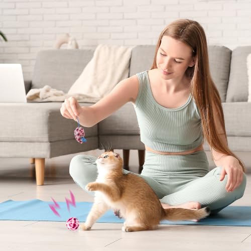PAWISE Cat Litter Box Set, Small Kitten Starter Kit, Includes Litter Box, Litter Scoop, Double Dish Feeding Bowl, Cat Mouse Toy, Kitty Ball Toy, Pink - color: Pink