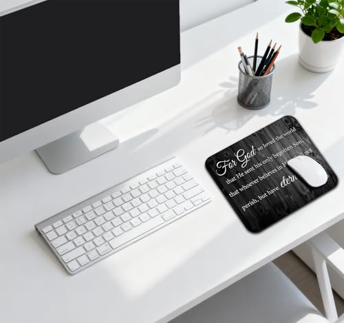 for God So Loved the World John 3:16 Mouse Pad, Christian Bible Desk Mat | 9.5"x 7.9", Inspirational Quote, Verse Scripture, Rustic Wood Grain, Black and White, Cute Smooth & Anti-Slip Mousepad - color: Colorful Design Wknoon-Art 24