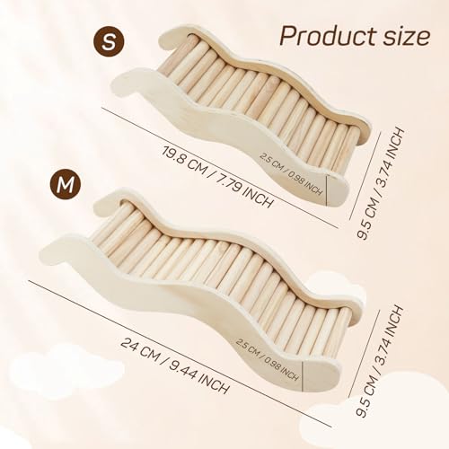 Hamster Climbing Toys, Funny Wooden Hamster Chew Toys for Bridge, Bed, Platform, Grinding Teeth, Hamsters Ladder Small Animal Cage Accessories for Bird, Gerbils, Rat, Chipmunks (M)