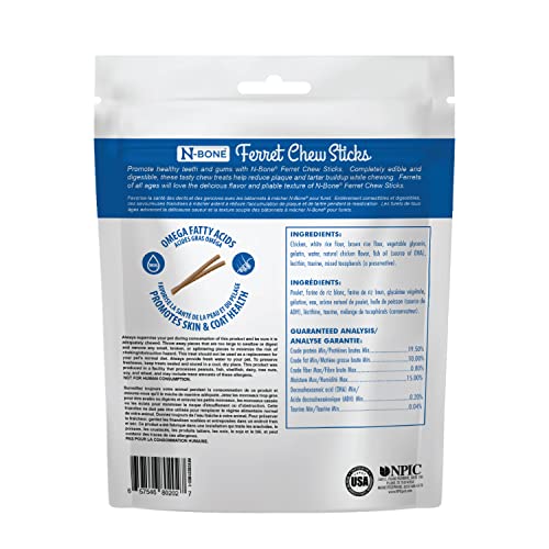N-Bone Ferret Chew Sticks Chicken Flavor, 3.74-oz Bag (Pack of 4) - size: 3.74 Ounce (Pack of 4)