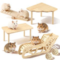 7-Pack Hamster Wooden Play Toys Set, Platform, Seesaw & Maze Tunnel Hideout, Natural Chew Toys for Dwarf Syrian Hamsters, Gerbils, Mice & Small Pets