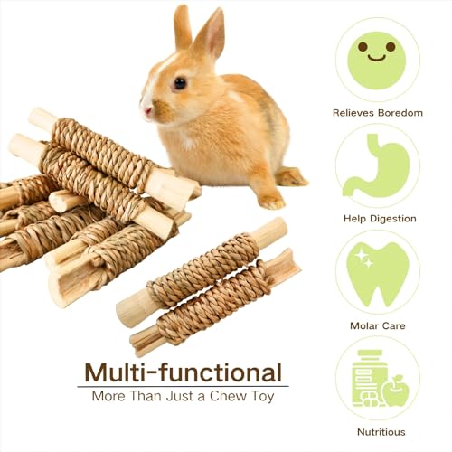 15pcs Rabbits Chew Toy,Sweet Bamboo Chew Stick for Small Animals | Natural Seagrass Sweet Bamboo Chew Stick For Guinea Pigs Chinchillas Hamsters Rats, Bunny Cage Enrichment