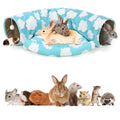 BWOGUE Bunny Tunnel Bed, 2-in-1 Collapsible Rabbit Tunnel Hideout with Mat | Removable Mat for Washing, 46.8 in Length, Ball Toy for Play, Cats Rabbits Guinea Pigs, Clouds Blue - color: Clouds Blue