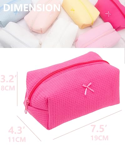 PAZIMIIK Cozy Makeup Bag for Women,Zipper Cosmetic Pouch,Waffle Hotpink | Soft Cosmetic Organizer for Makeup,Skincare,Toiletries,Daily Beauty Essentials,Purse,On-the-Go,Bridesmaid Gifts - color: Waffle Hotpink