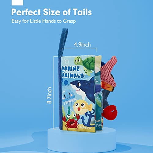 hahaland Baby Books 0-6 Months, Infant Tummy Time Baby Toys 6 to 12 Months | Touch Feel Book Baby Gifts for Boy Girl 0-3 Months Learning Toy Baby Birthday Easter Basket Stuffers 1PCS - style: Marine Tails