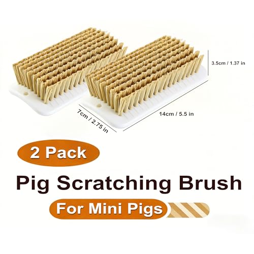 2 Pack Pig Scratch Brush for Mini Pigs, Self-Grooming Brush for Fence or Tree, Pig Enrichment Scratch Post, Outdoor Pet Grooming Tool