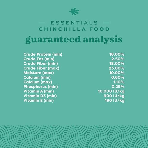 Oxbow Essentials Chinchilla Food, Made with Oxbow Alfalfa, Vitamin & Mineral Rich Food for Chinchillas, Small Animal Pet Pellets, Made in USA, High Fiber, 3 lb Bag | High-Fiber Chinchilla Food Pellets With Oxbow Alfalfa, Prebiotics, Chelated Minerals, No