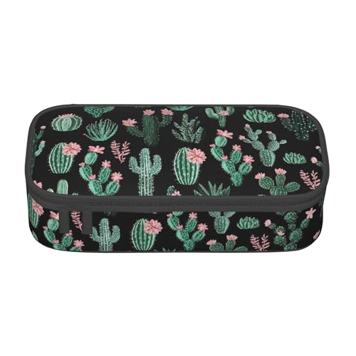 Yrebyou Cactus Pencil Case Big Storage Pencil Pouch Multi-Functional Pen Bag Cute Lightweight Organizer for Aldult Office College - color: Green