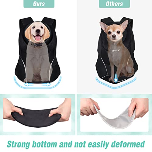 YUDODO Dog Front Carrier Backpack, Adjustable Breathable Dog Backpack | Ventilated, Safety Belt, Lightweight, Reflective Strip, Pocket Storage, For Walking Hiking Outdoor, Jet Black, M - color: Jet Black