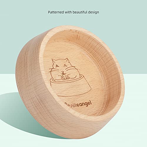 Niteangel Wooden Hamster Food Bowl: Beech Stable & Hammy Pattern for Dwarf | Prevent Oil & Dust Small Animal Feeding Dish for Dwarf Syrian Hamsters Gerbils Mice Degus or Other Similar-Sized Small Pets - size: For Dwarf