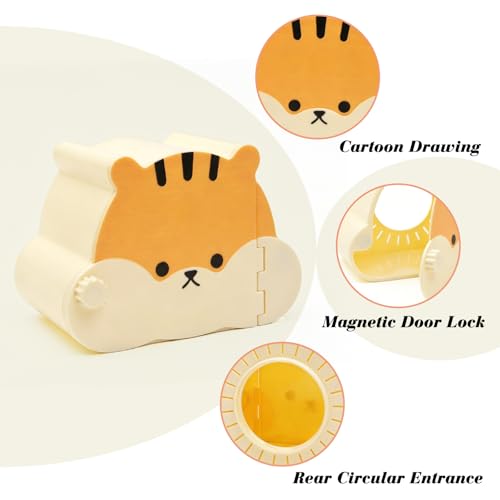 Magnetic Hamster Hideout with Clear Viewing Lid, Mount Hamster House for Syrian Hamsters, Dwarf Hamsters, Gerbils, Mice, Small Animal Hideaway Hut for Acrylic & Wire Cages,Tan Bear4319-1 - color: Tan Bear