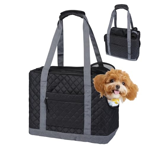 Dog Carriers for Small Dogs Puppy Purse Carrying Bag for Dog 0-11lbs Tote Bag Carrier with Pocket for Cat,Dog,Rabbit Under 11lbs Outdoor Puppy Carrier (Black, L15 * W7.5 *H 11.8 ")