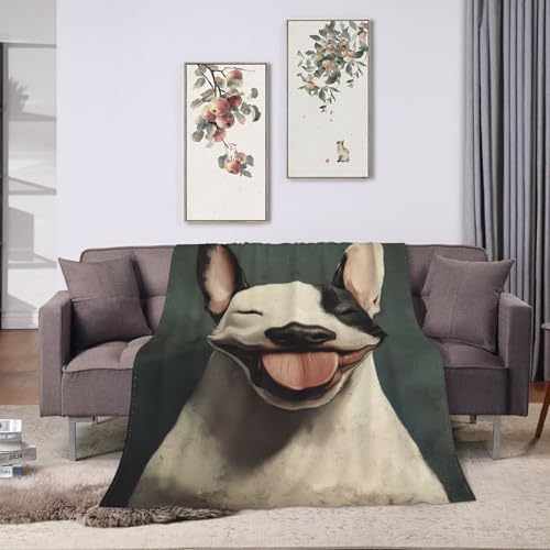 Bull Terrier Blanket Gifts for Women Girls Kids Dog Lovers, Puppy Flannel Blankets, Warm Cozy Soft Throw for Bedroom, Camping, Couch, Decor 60x80 in - color: Bull Terrier, size: 60"x80"