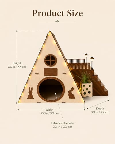 Tnstbiee Large Modern Wooden Rabbit Castle House Hutch - Bunny Hideout Indoor Habitats - Pet 2-Story Home Furniture（Excluding Street Lights）