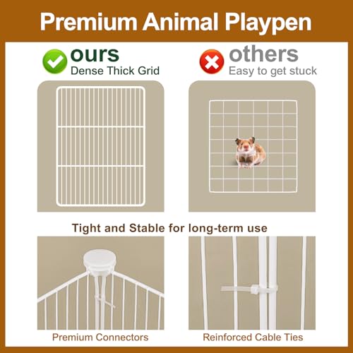 VISCOO 20 Panels Small Animal Playpen, Pet Playpen, Guinea Pigs Cages | C&C Cage, Rabbit/Bunny Cage, Puppy Play Pen, Indoor Outdoor Portable Metal Wire Yard Fence(White) - color: White, style: 20 Panels- 48"L x 24"W x 16"H