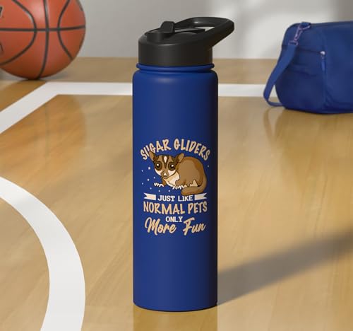 Australia Marsupial Wildlife Animal Lover Sugar Glider Stainless Steel Insulated Water Bottle - color: Royal Blue