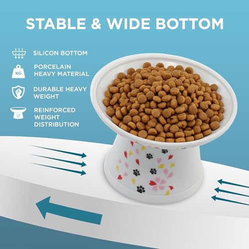Necoichi Extra-Wide Raised Cat Food Bowl (Sakura, Extra Wide) - color: Sakura, size: Large Extra Wide