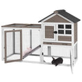 GUTINNEEN Rabbit Hutch Indoor Chicken Coop Outdoor, 51.6''L 2 Story Bunny Cage Weatherproof, Guinea Pig House with Run (Brown)