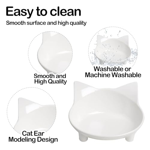 Pet Cat Bowl Dog Food Bowl – Non-Slip, Wide & Shallow Pet Dish for Whisker Fatigue Relief, Safe for Puppies & Rabbits - color: Black+White