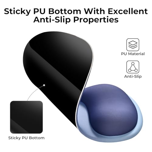 EooCoo Mouse Pad with Gel Wrist Rest, Ergonomic Mousepad Wrist Alignment | Middle Concave Design for Natural Wrist Alignment, Non-Slip Base Mousepad, Carpal Tunnel Relief, Office Desk Accessories - color: Navy Blue
