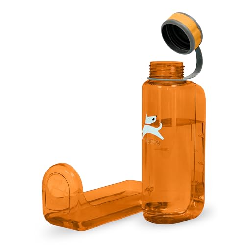 OllyDog OllyBottle | Tritan Dog Water Bottle with Detachable Bowl | BPA Free Leakproof Pet Dispenser | Hiking Travel (1L, Flame) - color: Flame, size: 1L