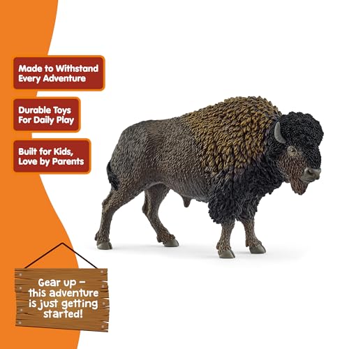Schleich Wild Life - 5” North American Bison Figure - Realistic Buffalo Toy with Shaggy Coat and Bull Horns - Durable Animal Figurine for Screen-Free Play for Boys and Girls - Kids Ages 3+ | 14879