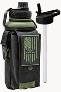 Iron Infidel Battle Bottle - 32 Oz Insulated Water Bottle with Straw Lid & Chug Cap, Stainless Steel Metal Flask Includes Rugged, Removable Sleeve for Keys, Wallet, & Phone (Widowmaker 1 Liter) - color: 32oz - Widowmaker, size: 32 Ounces