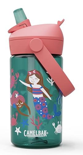 CamelBak Thrive Flip Straw Kids Water Bottle with Bite Valve, Tritan Renew Design for School and Travel, 14oz, Mermaid Friends - color: Mermaid Friends