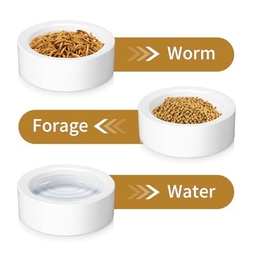 4 Pcs Reptile Bowl Food Dish Reptile Water Food Feeding Dish Ceramic Worm Pet Bowl Anti Escape Feeder for Lizard Anoles Chameleon Bearded Dragon Hermit Crab(2.71 Inch) - size: 2.71 Inch