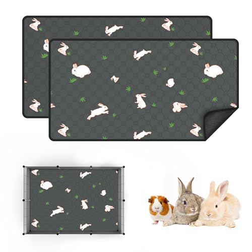 Guinea Pig Cage Liner, Reusable Guinea Pig Bedding Washable Absorbent Pee Pads for Dogs Kitten Rabbit Chinchilla Hamster, Leakproof & Anti Slip (2, C&C 2*3, 28"x41") - color: Gray, size: 28" x 41", 2pcs