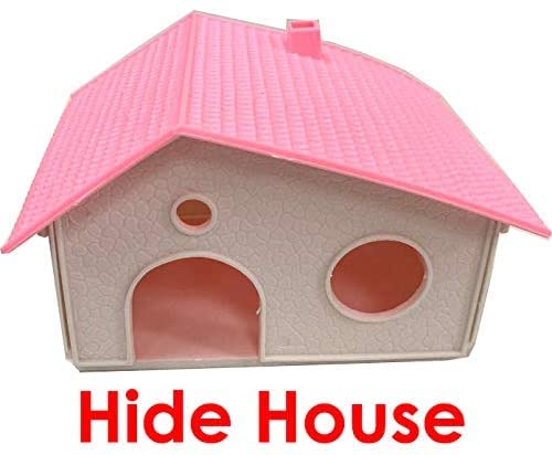 Pink Large Twin Tower Habitat Hamster Home Rodent Gerbil Mouse Mice Rat Wire Animal Cage Long Crossover Tube Expandable and Customizable with Hide House Running Wheel Food Bowl Water Bottle Deep Base - color: Pink, size: 31.0"L x 14.5"W x 33.0"H