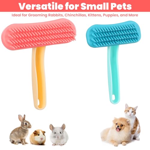 2Pcs Rabbit Brush, Silicone Rabbit Grooming Brush Small Pets Brushes | for Kittens Puppy Rabbits Guinea Pigs, Shedding Bath & Massage Comb