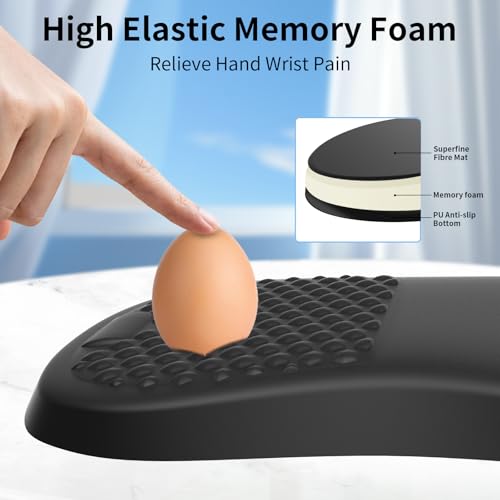 Ergonomic Mouse Pad with Wrist Rest Support, Mousepad with Comfortable Memory Foam Wrist Rest and Non-Slip PU Base for Pain Relief, Computer, Laptop, Office, Home - color: 05Dark Black