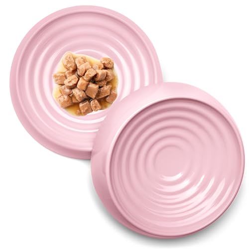 CatGuru Cat Bowls, Whisker Friendly Food Bowl for Indoor Cats, Reliefs Whisker Fatigue, Wide Kitten Dish, Non Slip Pet Dishes, Shallow Pet Plates (Pink, (Pack of 2)) - color: Pink, size: Dish - Set of Two