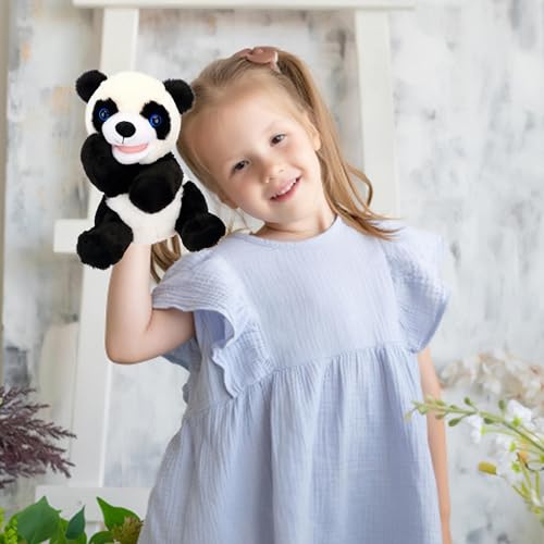 Easfan Panda Hand Puppet with Movable Mouth Plush Toy Gift for Kids 9" | Role play preschool teaching, cute stuffed animal, creativity imagination, Easter Christmas birthday holiday gift - style: Panda
