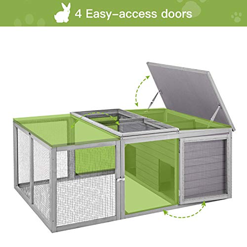 GUTINNEEN Rabbit Hutch Indoor, Bunny Cage Outdoor, Small Animal House with Large Run
