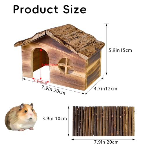 Hamiledyi Hamster Hideout Wooden Hamster House and Bridge with Windows Habitats Decor for Rat Gerbils Mice Playing Hiding