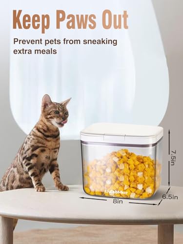 5-10 lb Airtight Dog Food Storage Container, White | Large airtight bin with pop-lock lid and clear body; stores 5-10 lb of dry dog food, cat treats, rice, or flour. - color: (D981)-4.5L