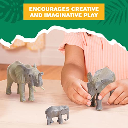 Terra by Battat African Elephant Animal Toys Family, 4 Figurines, Animals | 4 realistic plastic safari animal figures with 2 adult African elephants and 2 calves for pretend play, collecting, 3+ Years - style: African Elephant Family