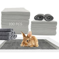 100 Pcs Disposable Rabbit Pee Pads,Pet Pees Pad Cage Black Carbon Liner,Super Absorbent Leak Proof Cushion Reduce Odor Bunny Training Accessories for Kitten Puppy Hamsters Hedgehog - size: 【13.0 x 18.0 in】