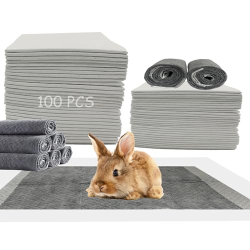 100 Pcs Disposable Rabbit Pee Pads,Pet Pees Pad Cage Black Carbon Liner,Super Absorbent Leak Proof Cushion Reduce Odor Bunny Training Accessories for Kitten Puppy Hamsters Hedgehog - size: 【13.0 x 18.0 in】