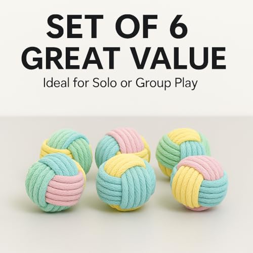 No Catnip Cat Toy Balls, 6 Pack Crinkle Chew Toys for Indoor Cats (Pastel) - color: Pastel