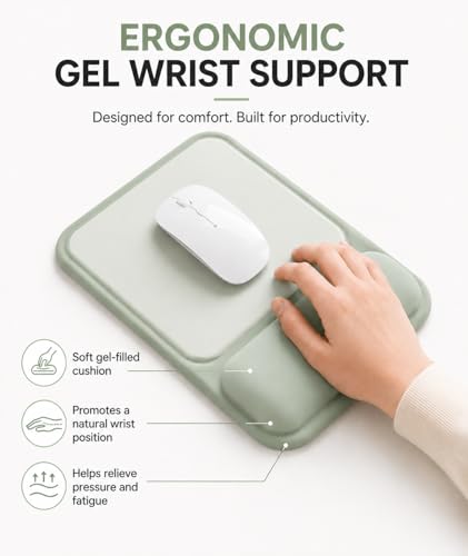 Ergonomic Mouse Pad with Wrist Rest, Gel Mousepad with Soft Wrist Support, Non-Slip PU Base, Smooth Surface Mouse Pad for Wrist Pain Relief, Computer Laptop Office Home & Gaming (Sage Green) - color: Sage Green